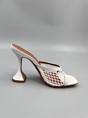 Amina Muaddi Leather Lupita Net Mules 90mm white - 2