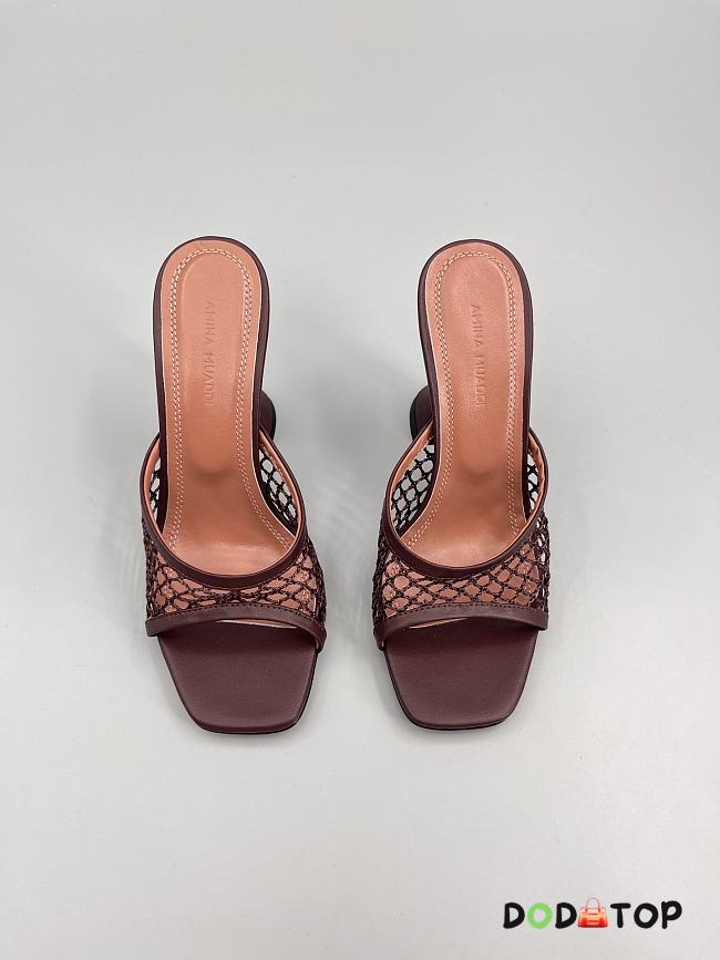 Amina Muaddi Leather Lupita Net Mules 90mm red - 1