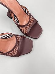 Amina Muaddi Leather Lupita Net Mules 90mm red - 4