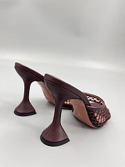 Amina Muaddi Leather Lupita Net Mules 90mm red - 2