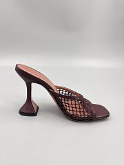 Amina Muaddi Leather Lupita Net Mules 90mm red - 3
