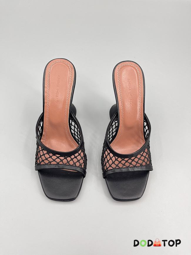 Amina Muaddi Leather Lupita Net Mules 90mm black 01 - 1