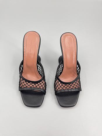 Amina Muaddi Leather Lupita Net Mules 90mm black 01