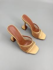 Amina Muaddi Leather Lupita Net Mules 90mm yellow - 1
