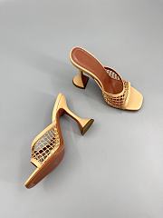 Amina Muaddi Leather Lupita Net Mules 90mm yellow - 5