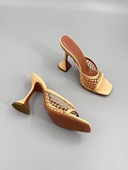Amina Muaddi Leather Lupita Net Mules 90mm yellow - 4