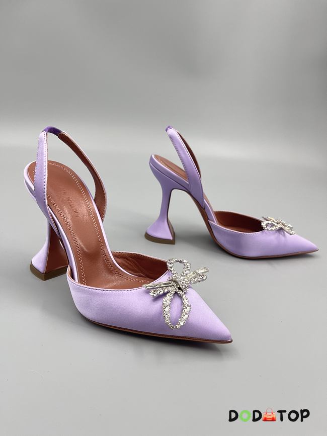 Amina Muaddi Begum satin slingback pumps 95mm - Lavender - 1