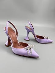 Amina Muaddi Begum satin slingback pumps 95mm - Lavender - 1