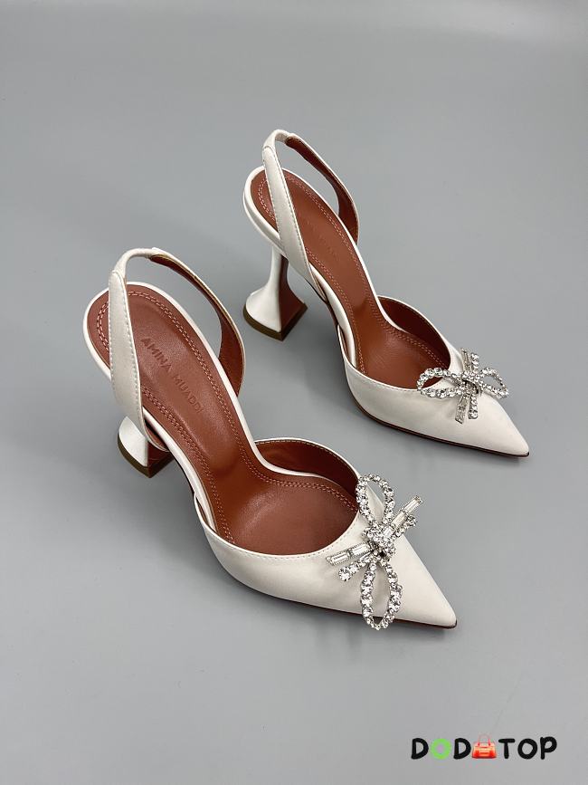 Amina Muaddi Begum satin slingback pumps 95mm - off white - 1