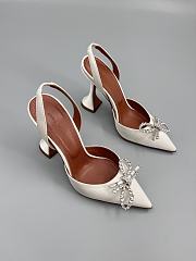 Amina Muaddi Begum satin slingback pumps 95mm - off white - 1