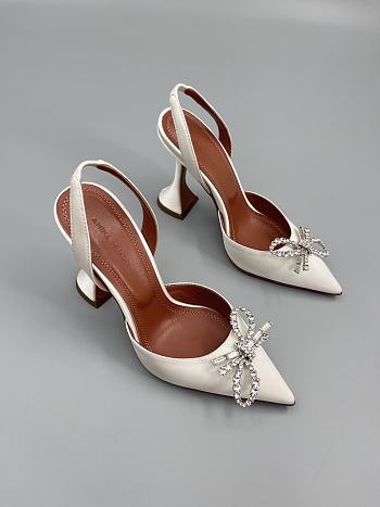 Amina Muaddi Begum satin slingback pumps 95mm - off white