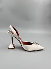 Amina Muaddi Begum satin slingback pumps 95mm - off white - 3