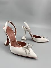Amina Muaddi Begum satin slingback pumps 95mm - off white - 4
