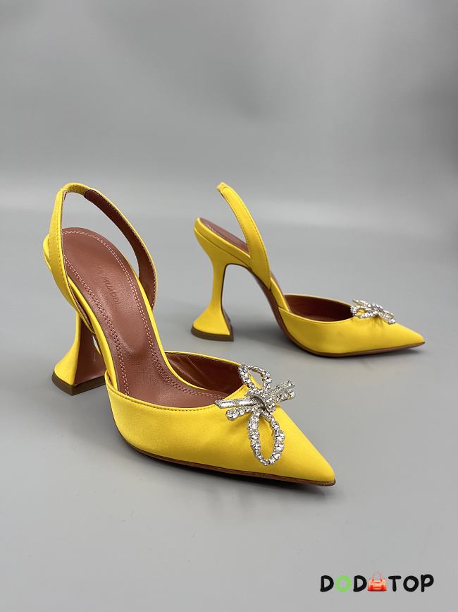 Amina Muaddi Begum satin slingback pumps 95mm - yellow - 1