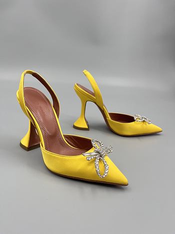 Amina Muaddi Begum satin slingback pumps 95mm - yellow