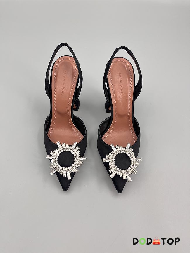Amina Muaddi Begum satin slingback pumps 95mm - black - 1