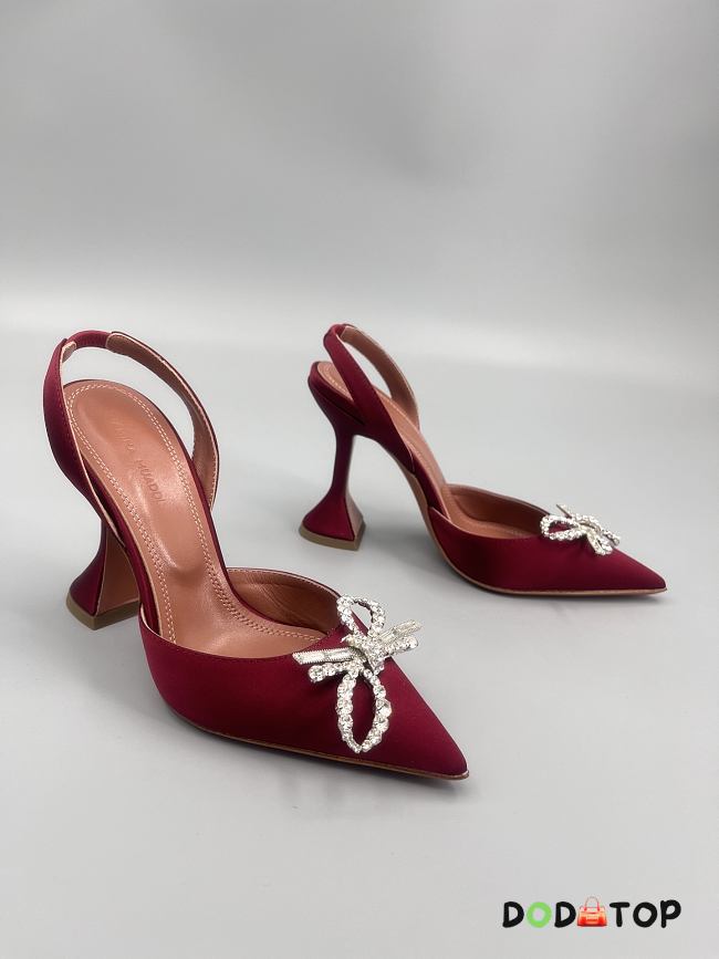 Amina Muaddi Begum satin slingback pumps 95mm -  Wine red - 1