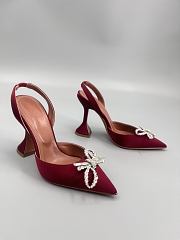 Amina Muaddi Begum satin slingback pumps 95mm -  Wine red - 1