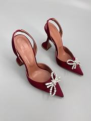 Amina Muaddi Begum satin slingback pumps 95mm -  Wine red - 6