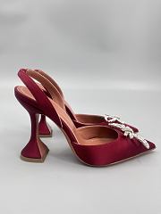 Amina Muaddi Begum satin slingback pumps 95mm -  Wine red - 4