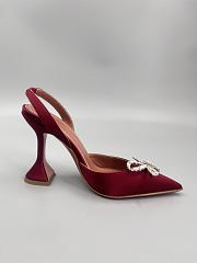 Amina Muaddi Begum satin slingback pumps 95mm -  Wine red - 3
