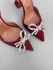 Amina Muaddi Begum satin slingback pumps 95mm -  Wine red - 2