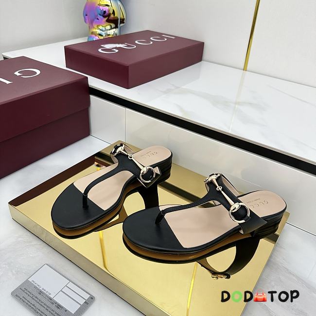 Women's thong sandal with Horsebit black - 1