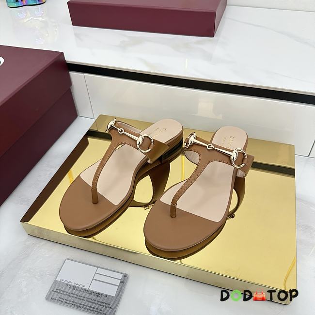 Women's thong sandal with Horsebit brown - 1
