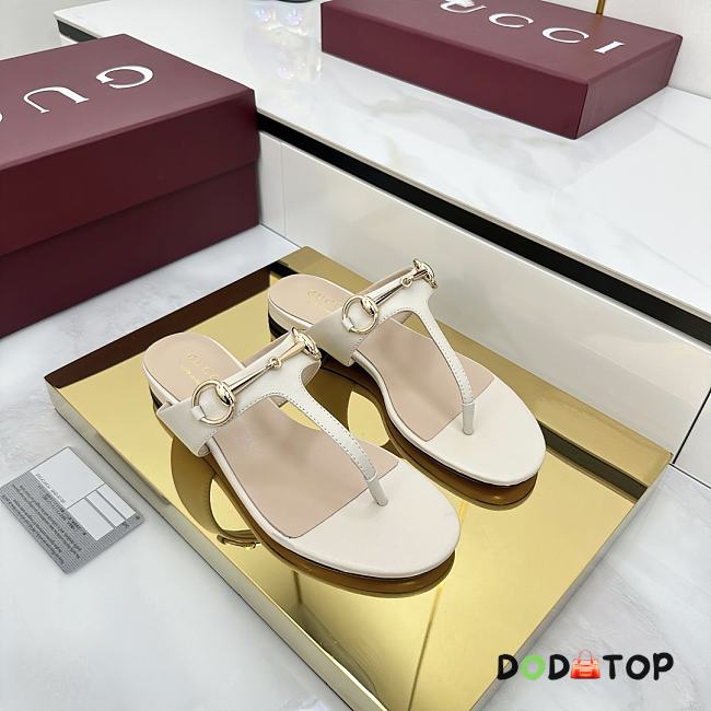 Women's thong sandal with Horsebit white - 1