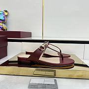 Women's thong sandal with Horsebit  Wine red - 3
