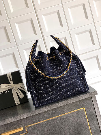 Chanel 25 tweed blue bag size 40x30x15 cm