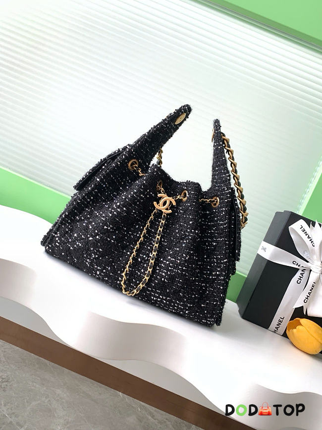Chanel 25 tweed black bag size 40x30x15 cm - 1