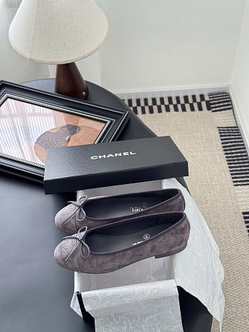 Chanel gray ballet flats