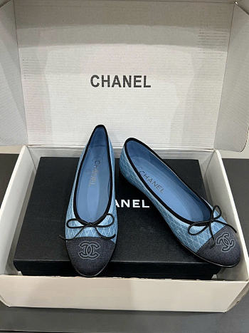 Chanel denim blue ballet flats