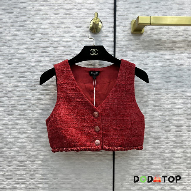 Chanel Sleeveless wool coat red - 1