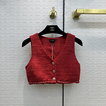 Chanel Sleeveless wool coat red