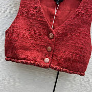 Chanel Sleeveless wool coat red - 4