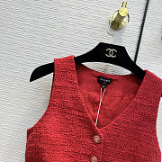 Chanel Sleeveless wool coat red - 3
