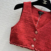 Chanel Sleeveless wool coat red - 2