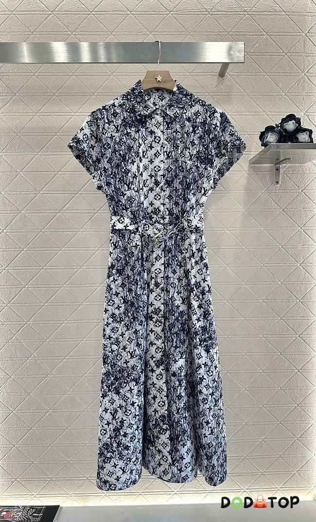 Louis Vuitton chiffon dress blue - 1