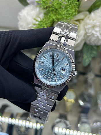 Rolex Land-Dweller Platinum with Ice Blue Dial and Honeycomb Pattern 36mm