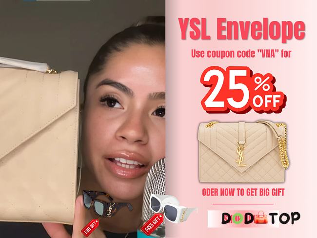 YSL Envelope beige bag size 24×17.5×6cm  Code VNA (25% off) - 1