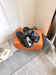 Hermes Cyprus sandals Ostrich leather black - 1