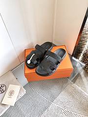 Hermes Cyprus sandals Ostrich leather black - 4