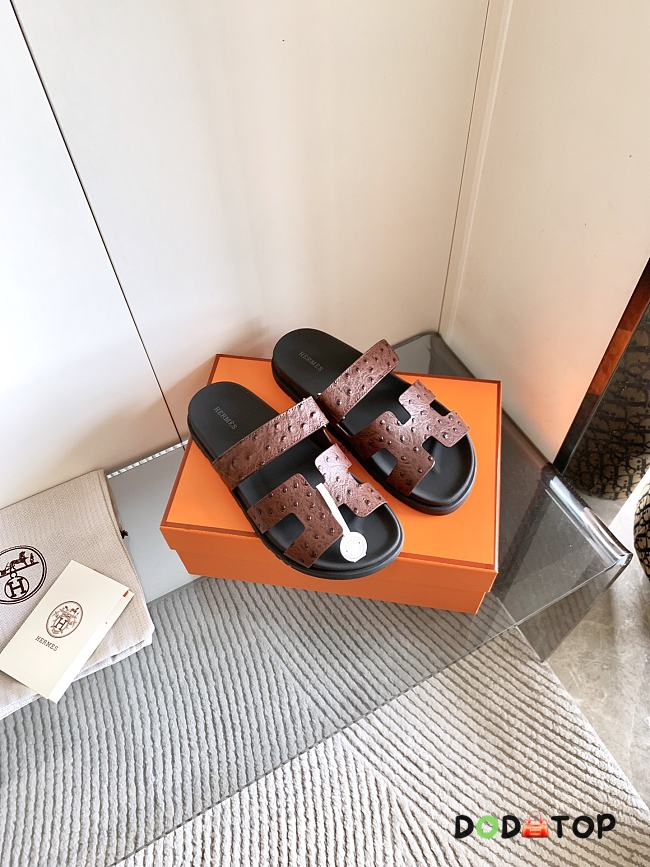 Hermes Cyprus sandals Ostrich leather red - 1