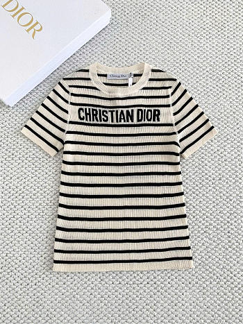 Dioriviera Cropped Short-Sleeved Sweater white