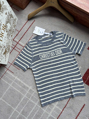 Dioriviera Cropped Short-Sleeved Sweater gray