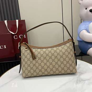 GG Emblem medium shoulder brown bag size 30x19x10cm
