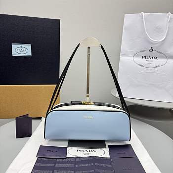 Prada Swing smooth leather shoulder blue bag Size 28×12×10cm