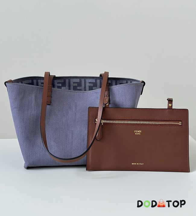 Fendi Small Roll Blue denim-effect FF jacquard reversible shopper size 22x14x18cm - 1